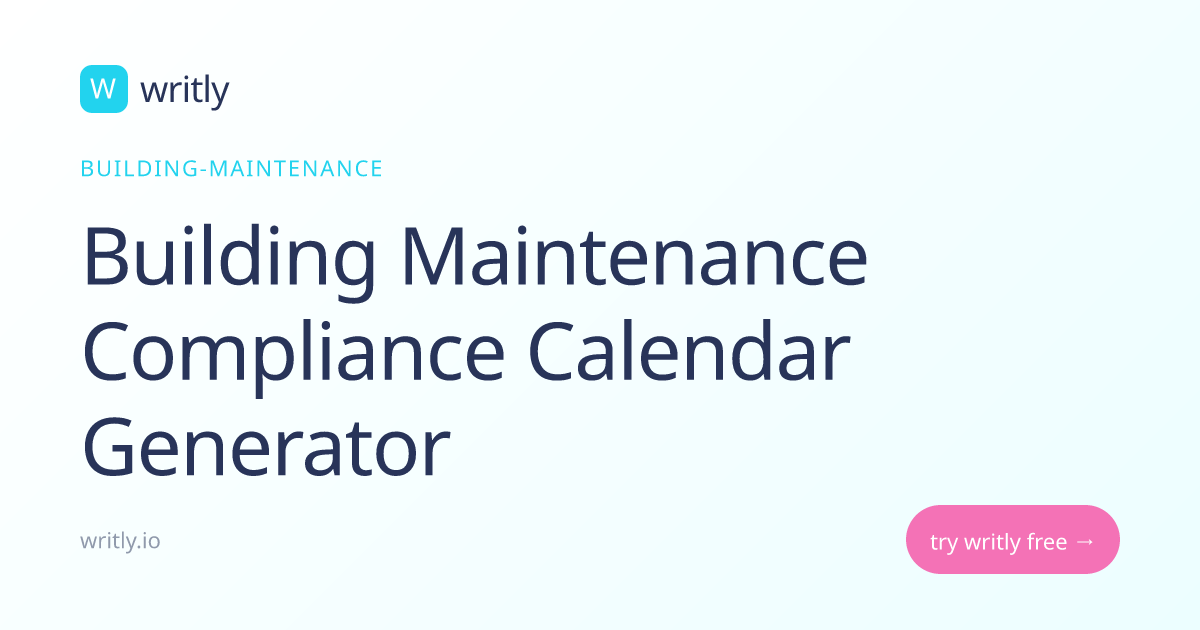 Free Building Maintenance Compliance Calendar Generator