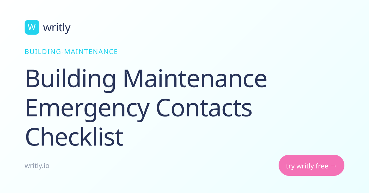 Free Building Maintenance Emergency Contacts Checklist