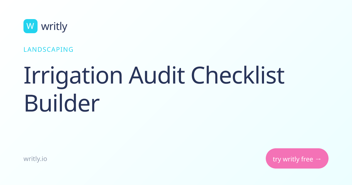 Free Irrigation Audit Checklist Generator (Commercial/HOA)