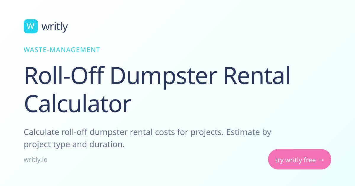 Free Roll-Off Dumpster Rental Calculator
